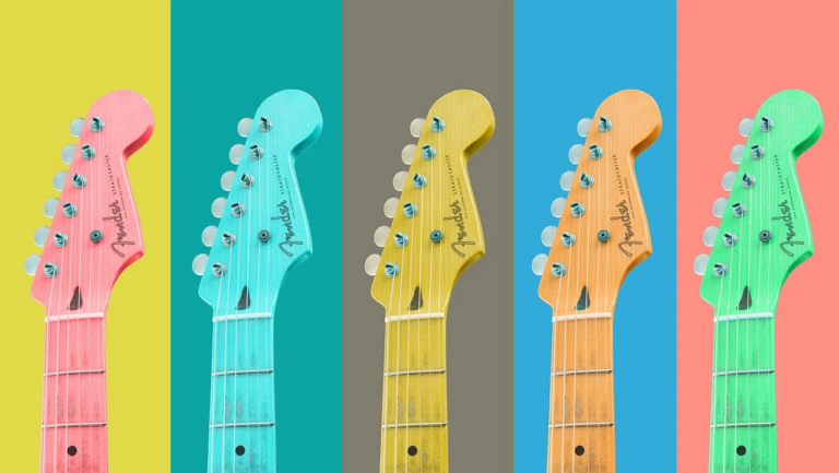 Colorful music guitars